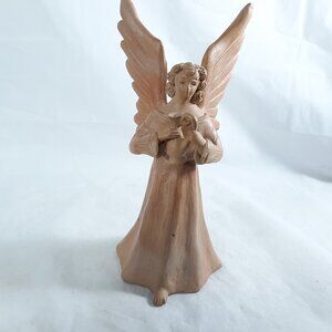 Vintage Clay Angel Holding Pitcher Candle Holder Holiday Handmade Vintage Decor